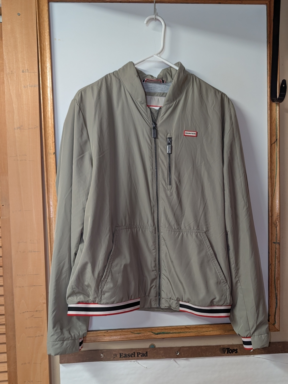 Hunter Tan Bomber Jacket with Stripe Trim